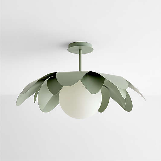 Palm Sage Green 24" Semi-Flush Mount Ceiling Light