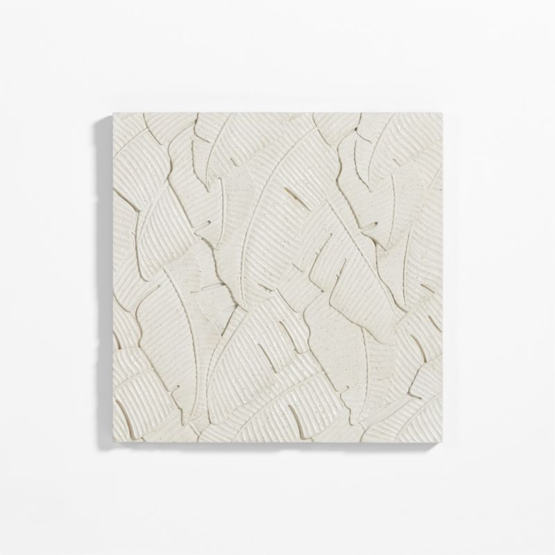 Palm White Ceramic Tile Wall Art