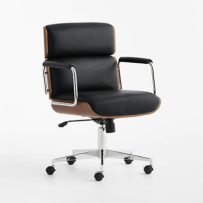Palmer Leather and Wood Paneled Office Chair