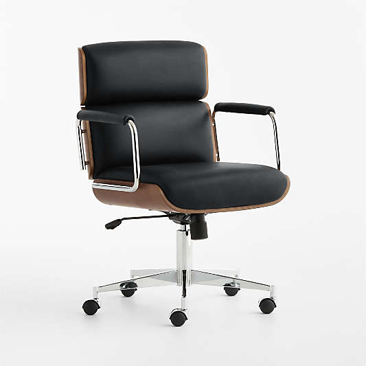 Palmer Leather and Wood Paneled Office Chair