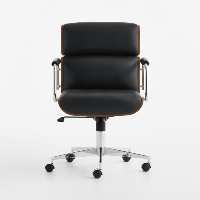 Palmer Leather and Wood Paneled Office Chair - image 2 of 7