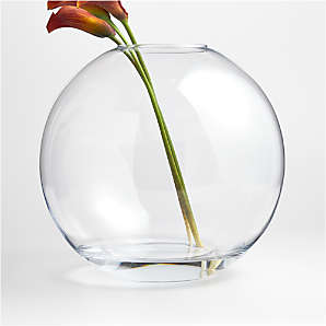 New 10" Hand Blown Art Glass Bubble Vase Bowl w/ Artistic Tree Clear Decorative 