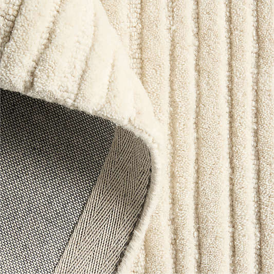 Paloma Textured Stripe Arctic Ivory Kids Wool Area Rug