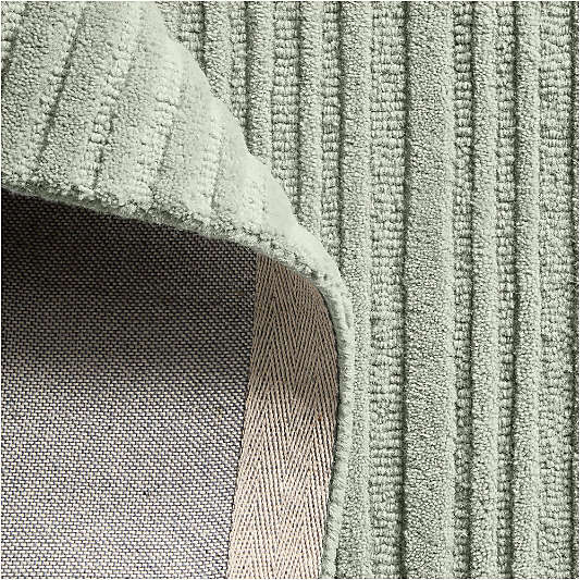 Paloma Textured Stripe Pine Green Kids Wool Area Rug 5'x8'
