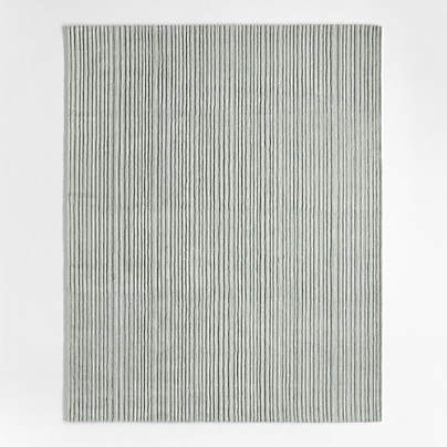 Paloma Textured Stripe Pine Green Kids Wool Area Rug 8'x10'