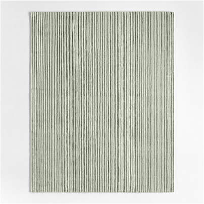 Paloma Textured Stripe Pine Green Kids Wool Area Rug 5'x8'