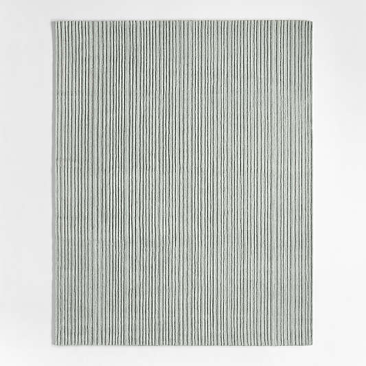 Paloma Textured Stripe Pine Green Kids Wool Area Rug 6'x9'
