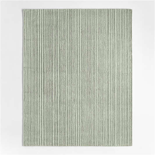 Paloma Textured Stripe Pine Green Kids Wool Area Rug 5'x8'