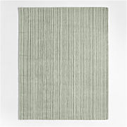 Paloma Textured Stripe Pine Green Kids Wool Area Rug 6'x9'