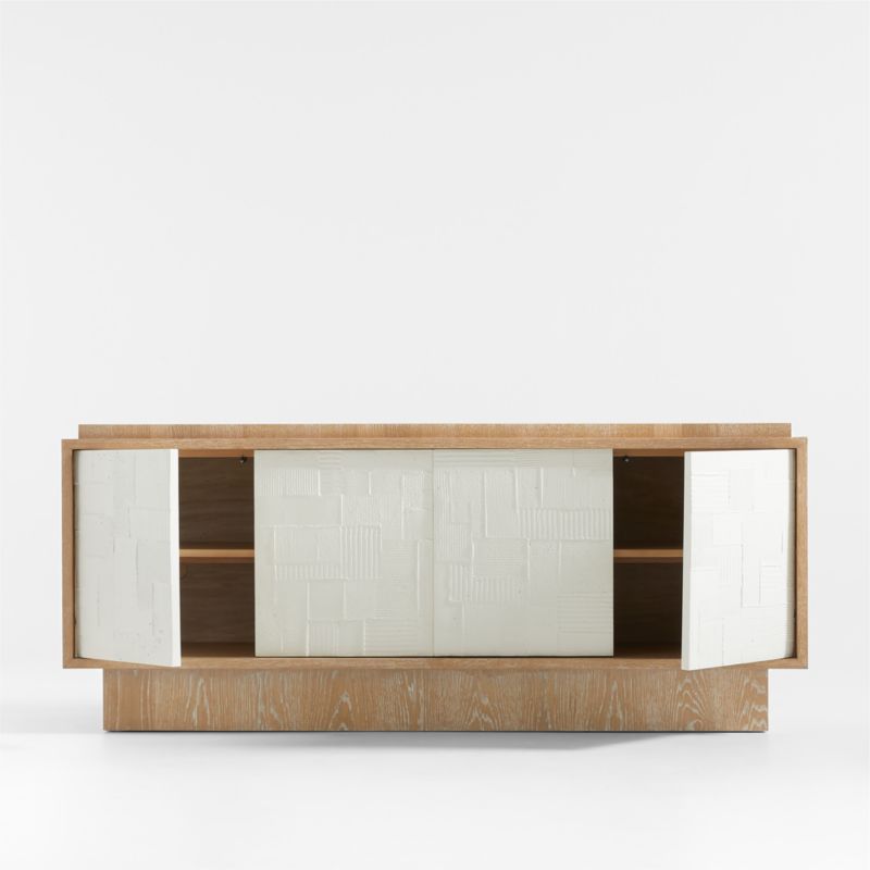 Panache 72" Cerused Natural Oak Wood Media Credenza with Textured Doors - image 8 of 15