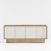 Panache 72" Cerused Natural Oak Wood Media Credenza with Textured Doors