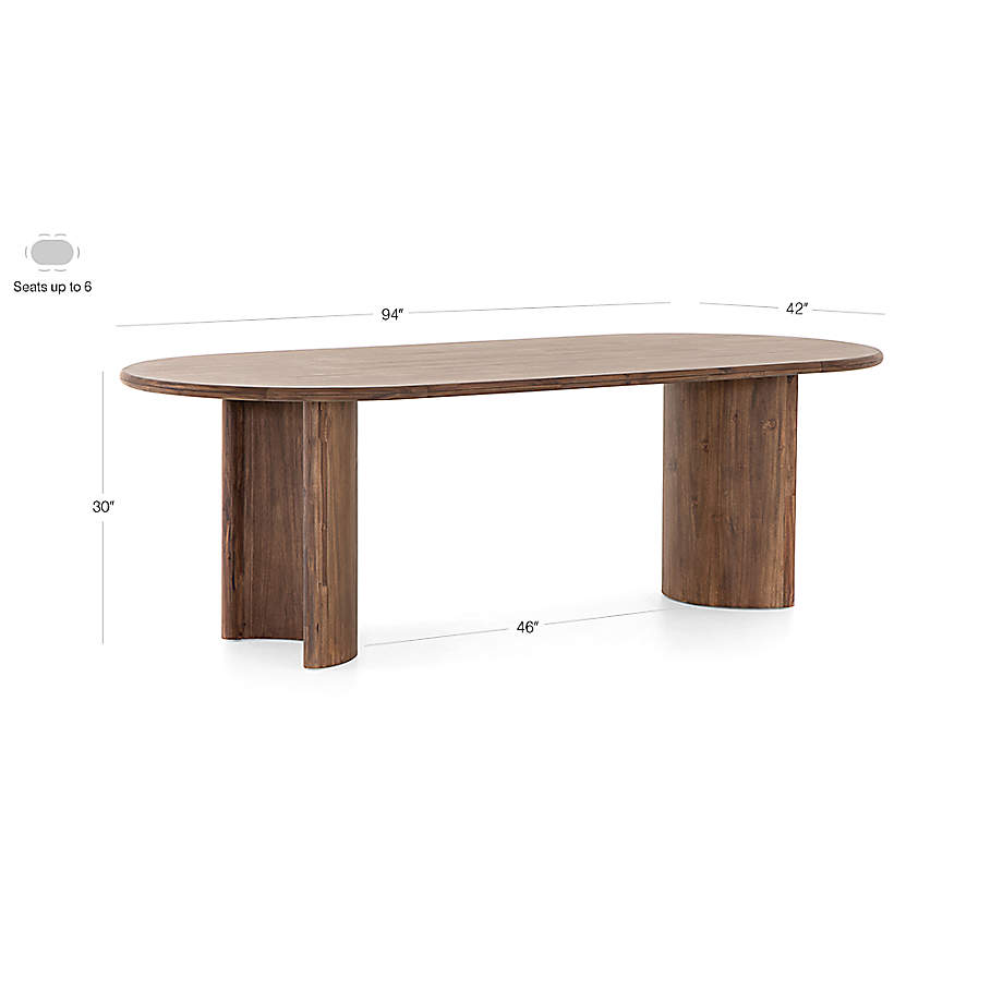 Dimension diagram for Panos 94" Dining Table.