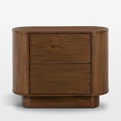 Panos Curved Acacia Wood Nightstand | Crate & Barrel