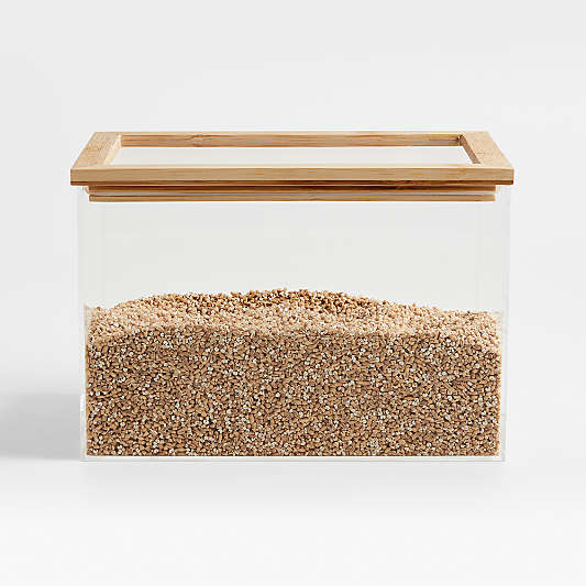 Large Rectangular Acrylic Pantry & Drawer Food Storage Container with Bamboo Lid
