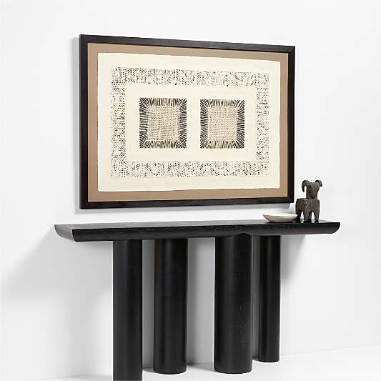 Bomen 66" Asymmetrical Black Oak Wood Console Table