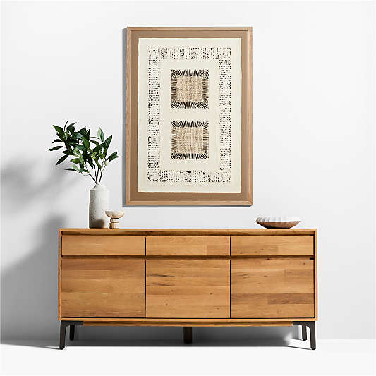 "Papel con Cuadrados" in White Oak Frame Paper Wall Art 54.75"x39" by Julio Laja Chichicaxtle