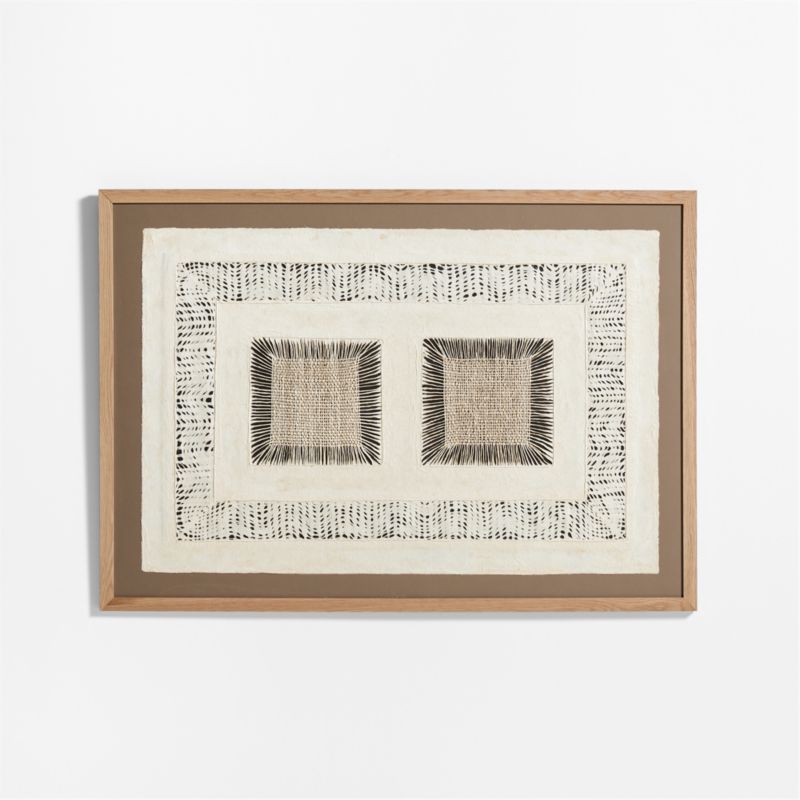 "Papel con Cuadrados" in White Oak Frame Paper Wall Art 54.75"x39" by Julio Laja Chichicaxtle - image 3 of 6