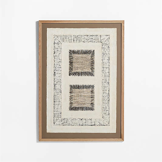 "Papel con Cuadrados"by Julio Laja Chichicaxtle in White Oak Frame Paper 54.75"x39" Wall Art