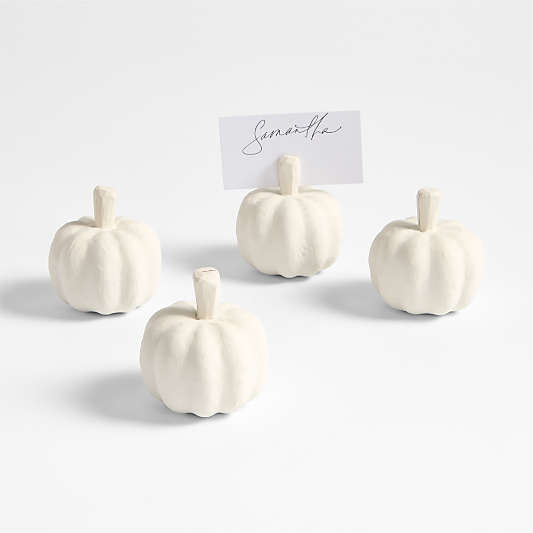 Papier Mache Pumpkin Placecard Holders, Set of 4