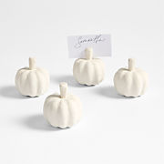 Papier Mache Pumpkin Placecard Holders, Set of 4