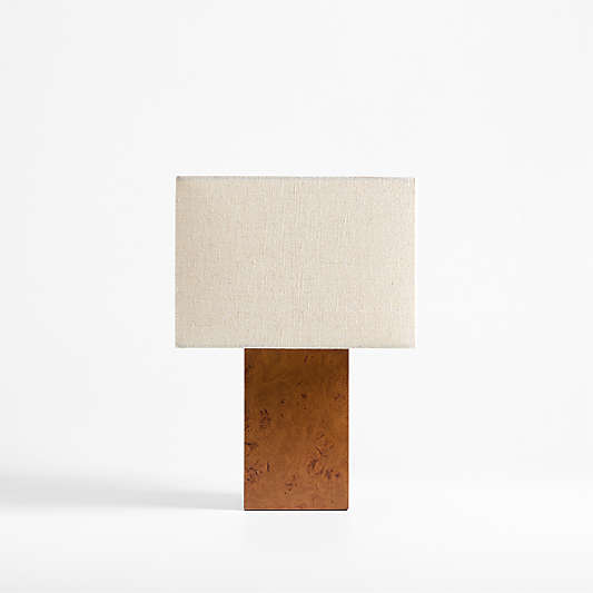 Papier Burlwood Table Lamp with Linen Shade by Athena Calderone 17.44"