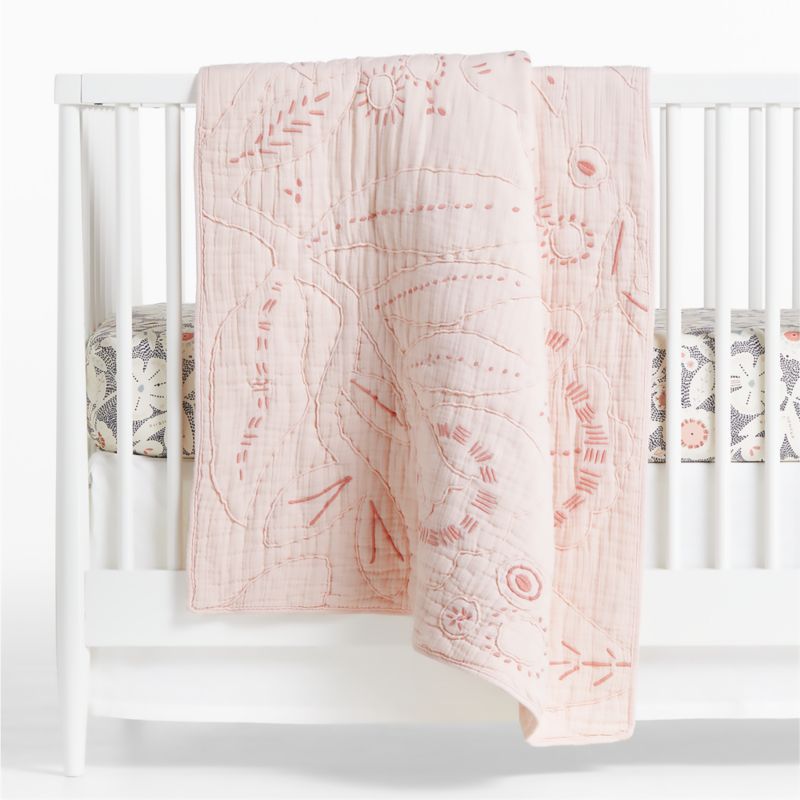 Paquita Pink Floral Baby Crib Quilt - image 0 of 10