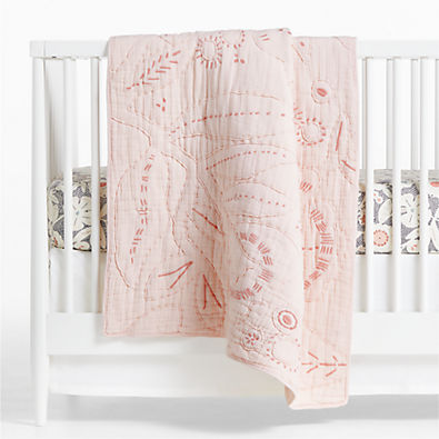 View Paquita Pink Floral Baby Crib Quilt details