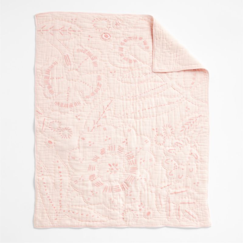 Paquita Pink Floral Baby Crib Quilt - image 8 of 10