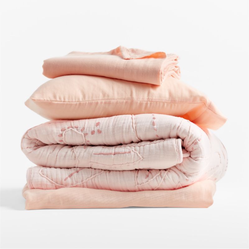 Supersoft Elegant Pink Organic Cotton Gauze Toddler Sheet Set