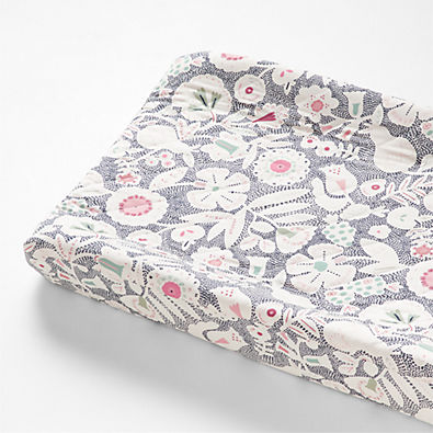 View Paquita Organic Cotton Pink Floral Baby Changing Pad Cover details