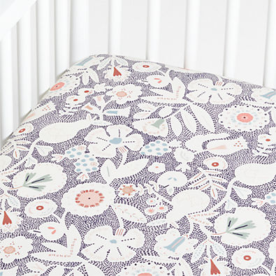 View Paquita Organic Cotton Pink Floral Baby Crib Fitted Sheet details