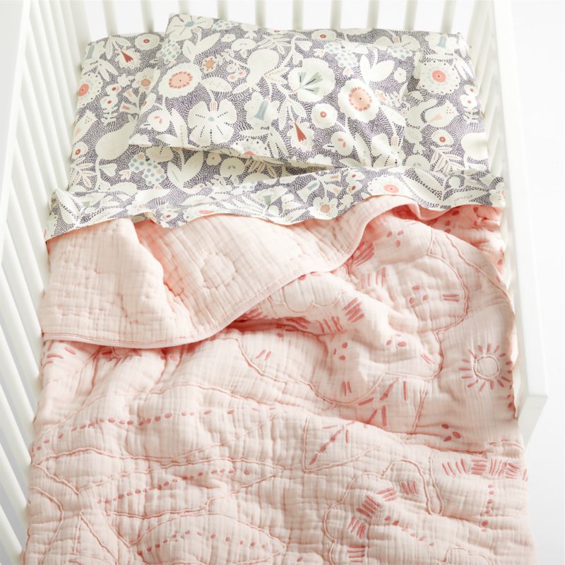 Paquita Pink Floral Baby Crib Quilt - image 5 of 10