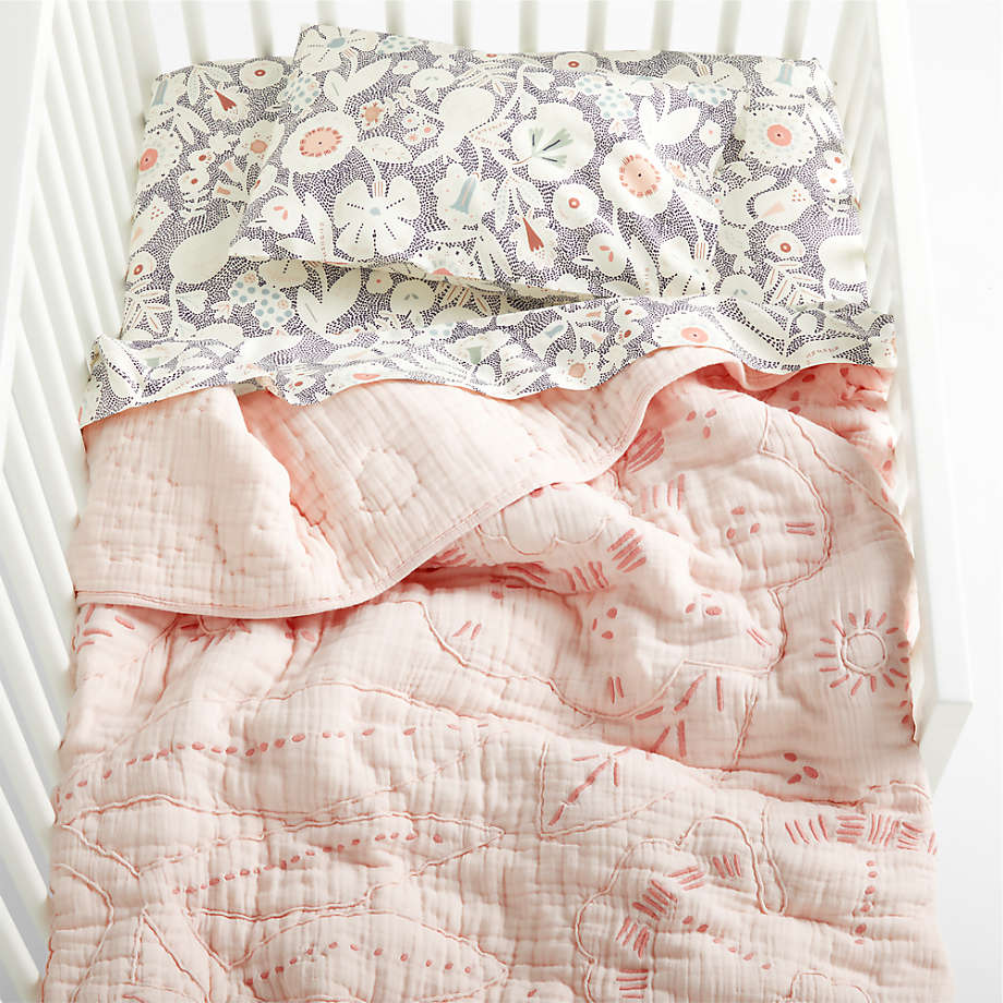 Paquita Pink Floral Baby Crib Quilt