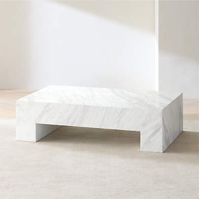 Paramount Grey and White Marble 56" Rectangular Coffee Table