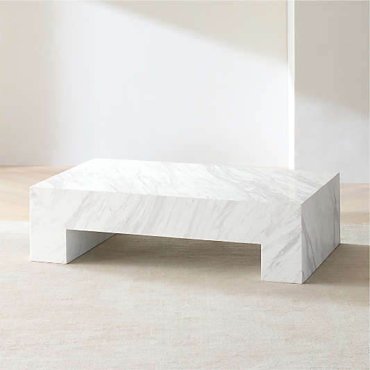 Paramount Grey and White Marble 56" Rectangular Coffee Table