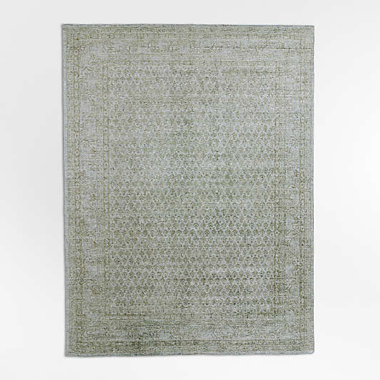 Paris Wool Blend Traditional Handwoven Blue Green Area Rug 6'x9'