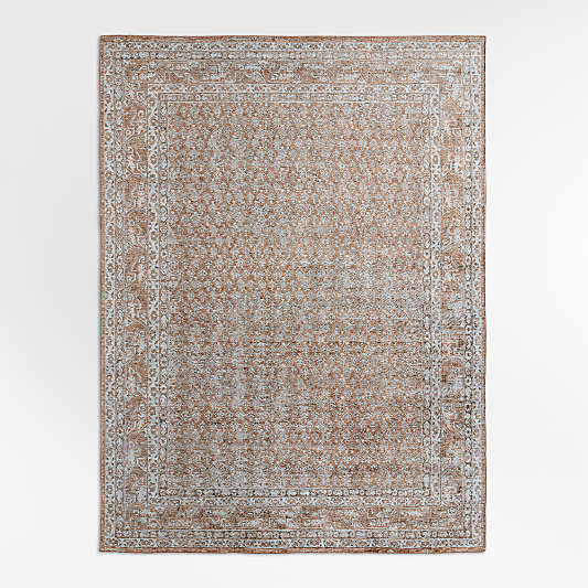 Paris Wool Blend Traditional Handwoven Rust Area Rug 6'x9'