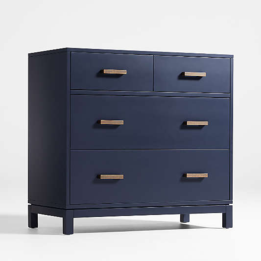 Parke 36" Navy Blue Wood 4-Drawer Kids Dresser Chest
