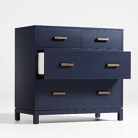 Parke 36" Navy Blue Wood 4-Drawer Kids Dresser