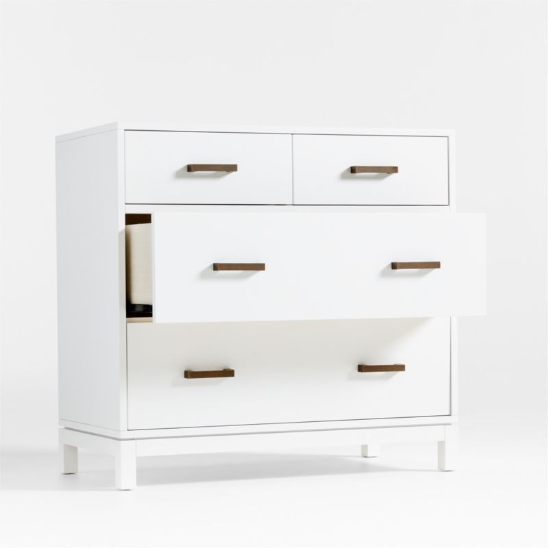 Parke White Wood 4-Drawer Kids Dresser Chest