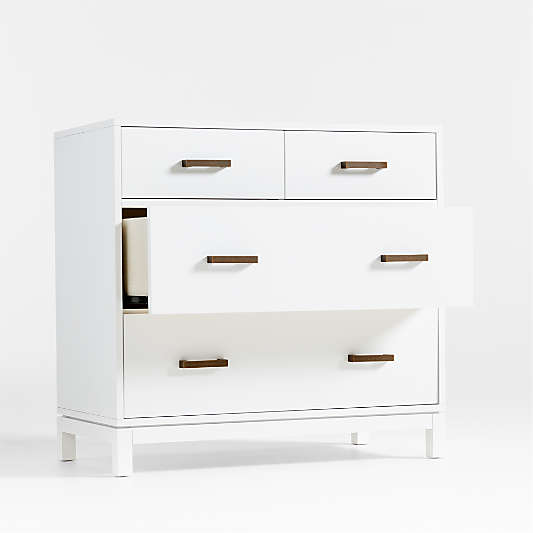 Parke White Wood 4-Drawer Kids Dresser Chest