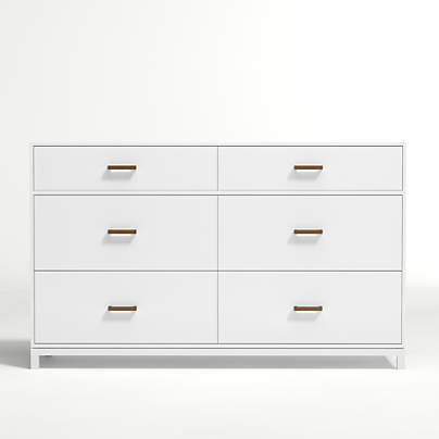 Parke 55" White Wood 6-Drawer Kids Dresser