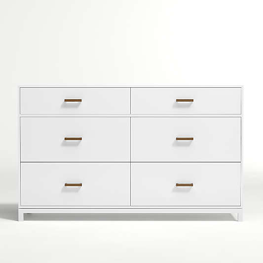 Parke 55" White Wood 6-Drawer Kids Dresser