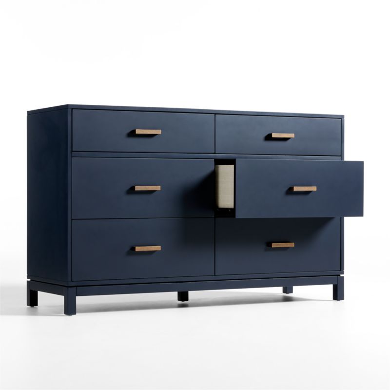 Parke Navy Blue Wood 6-Drawer Kids Dresser