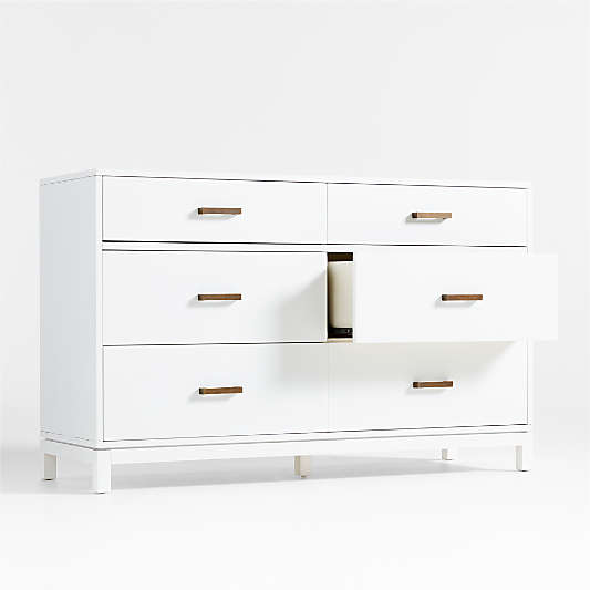 Parke White Wood 6-Drawer Kids Dresser