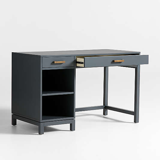 Parke Charcoal Wood 2-Drawer Kids Desk