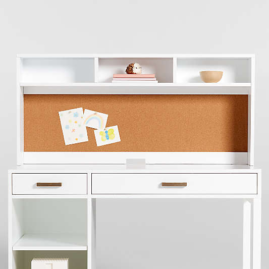 Parke White Wood 2-Drawer Kids Desk with Hutch