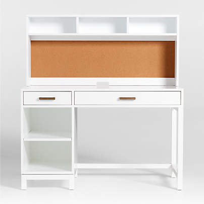 Parke White Wood 2-Drawer Kids Desk with Hutch