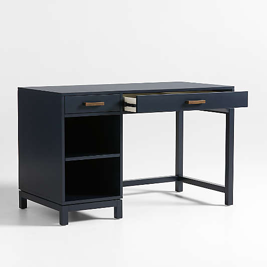 Parke Navy Blue Wood Kids Desk Hutch