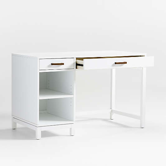 Parke 48" White Wood 2-Drawer Kids Desk